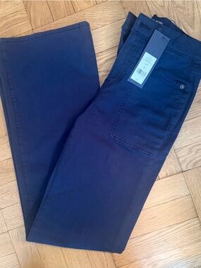 Veronica Beard Crosbie Wide Leg Jeans Navy Size 26 NWT High Rise Trouser Pants